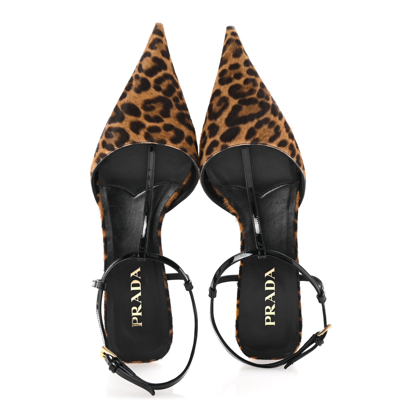 Calf Hair Leopard Print Logo Pointed Toe Slingback 40 Miele