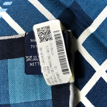 Hermes Cashmere Silk Cheval Punk Scarf 100 Turquoise Marine Gris 3 of 5