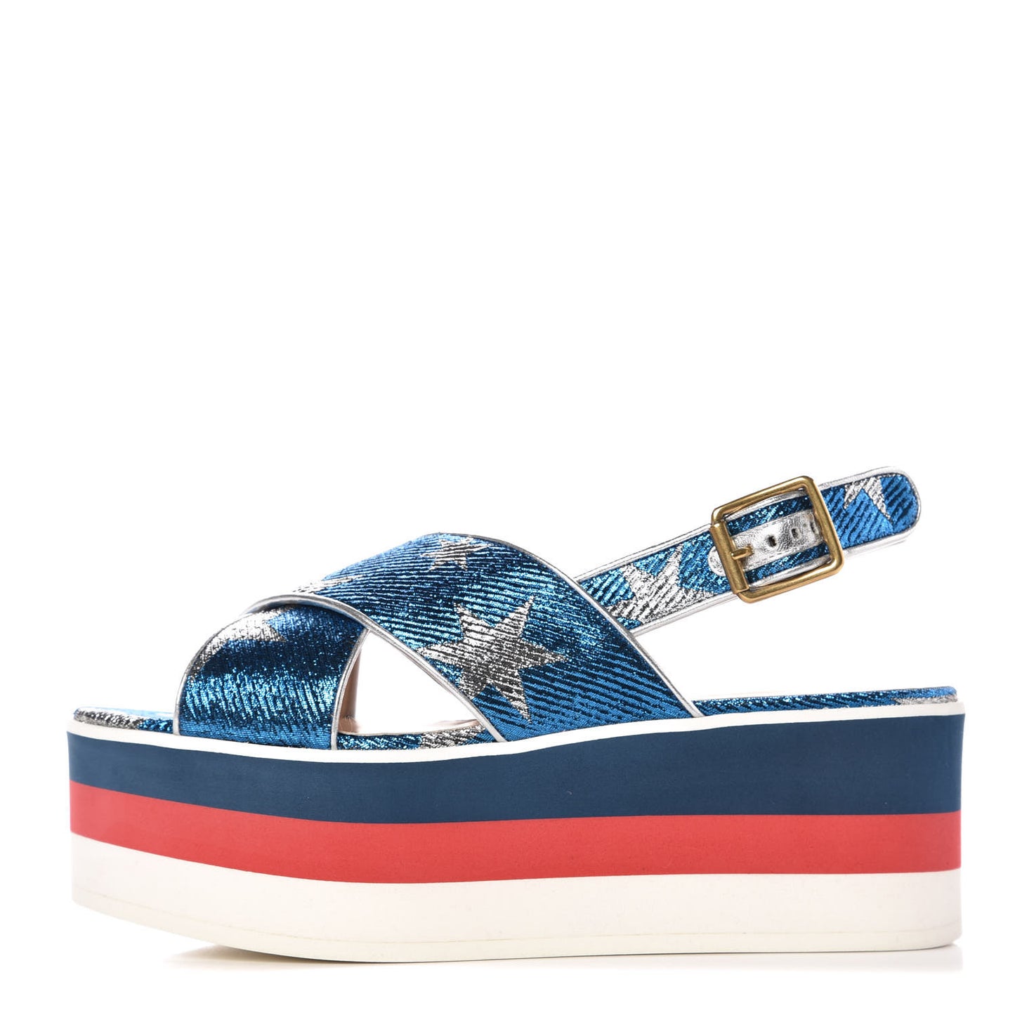Lurex Starry Sky Crossover Platform Sandals 35 Bleuette Silver