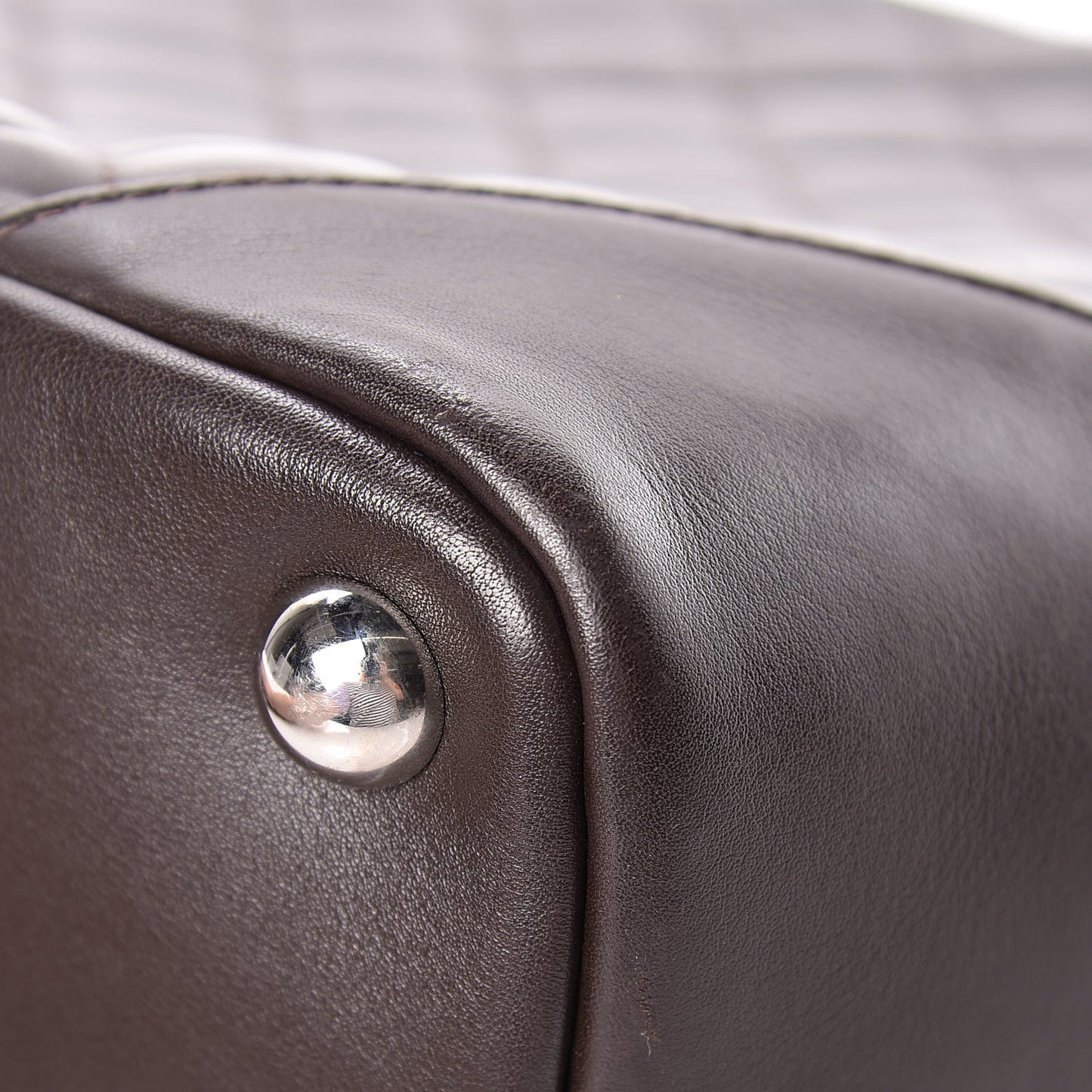 Calfskin Quilted Large Cambon Tote Brown