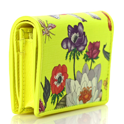 Gucci Calfskin Flora Print Zumi Card Case Wallet Yellow Fluo 3 of 10