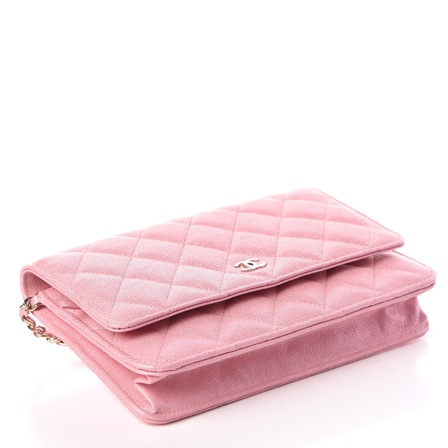 Chanel Iridescent Caviar Quilted Wallet on Chain WOC Rose Pink 4 of 11