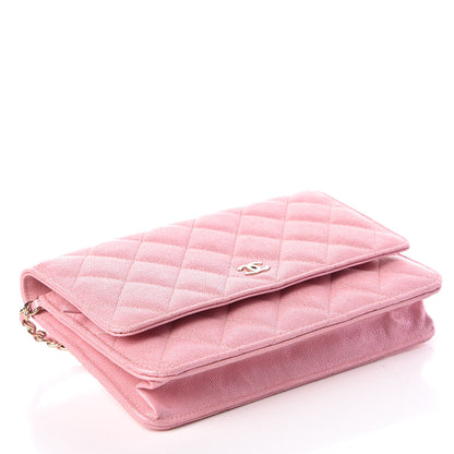 Chanel Iridescent Caviar Quilted Wallet on Chain WOC Rose Pink 4 of 11