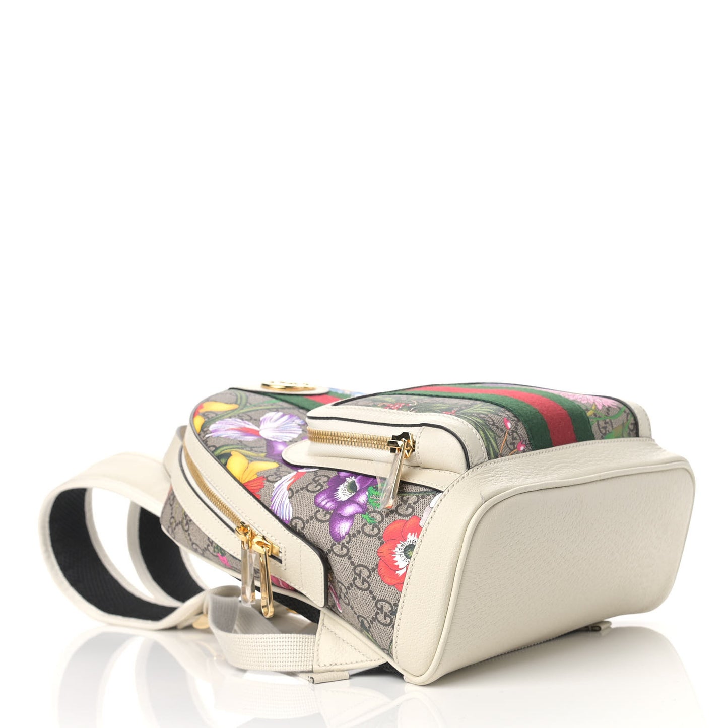 GG Supreme Monogram Flora Web Small Ophidia Day Backpack White