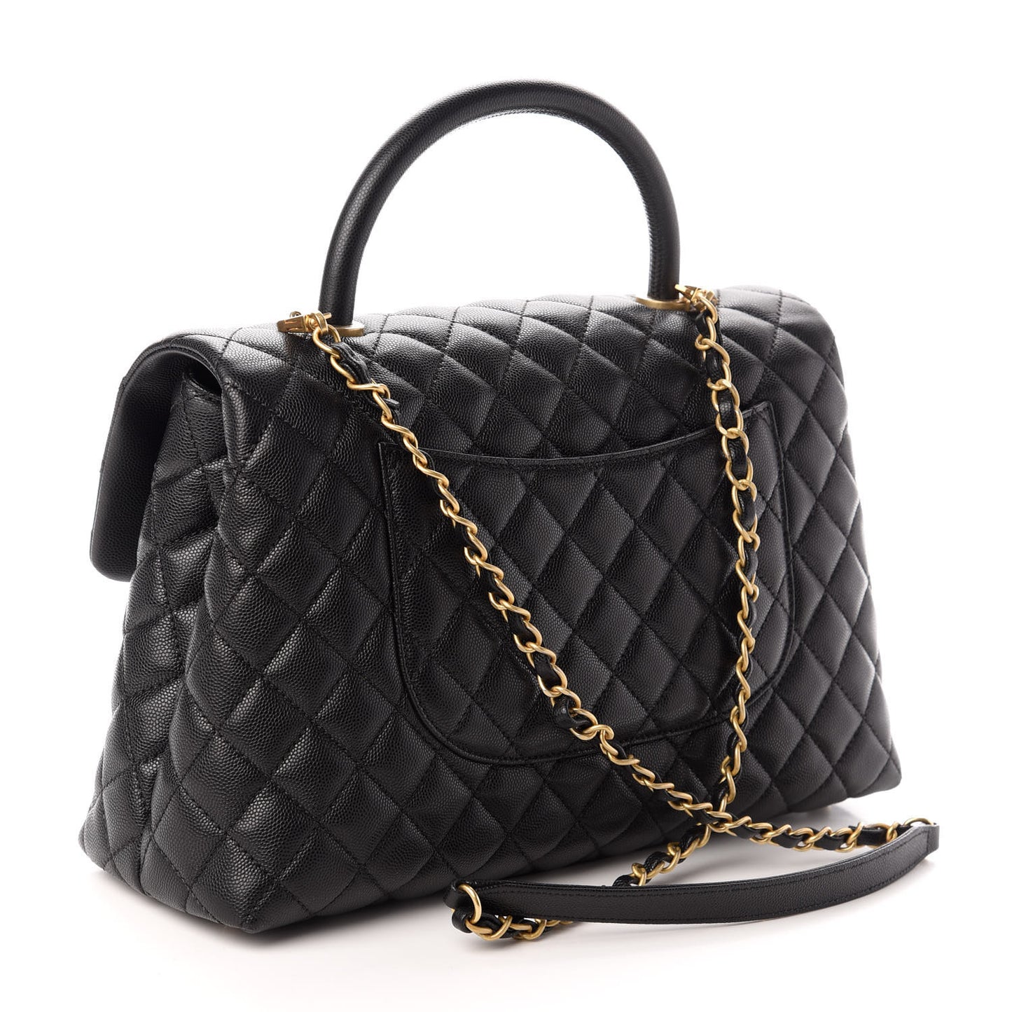 Caviar Quilted Medium Coco Handle Flap Black