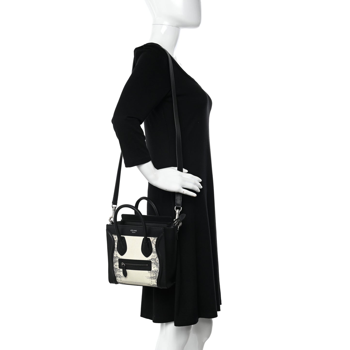 Lizard Smooth Calfskin Nano Luggage Natural Black