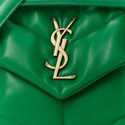 Saint Laurent Lambskin Quilted Small Loulou Puffer Monogram Chain Satchel New Vert 9 of 11