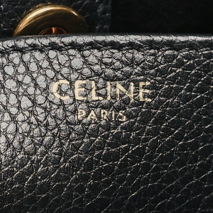 Celine Grained Calfskin Cuir Triomphe Small Cabas Drawstring Black 6 of 10