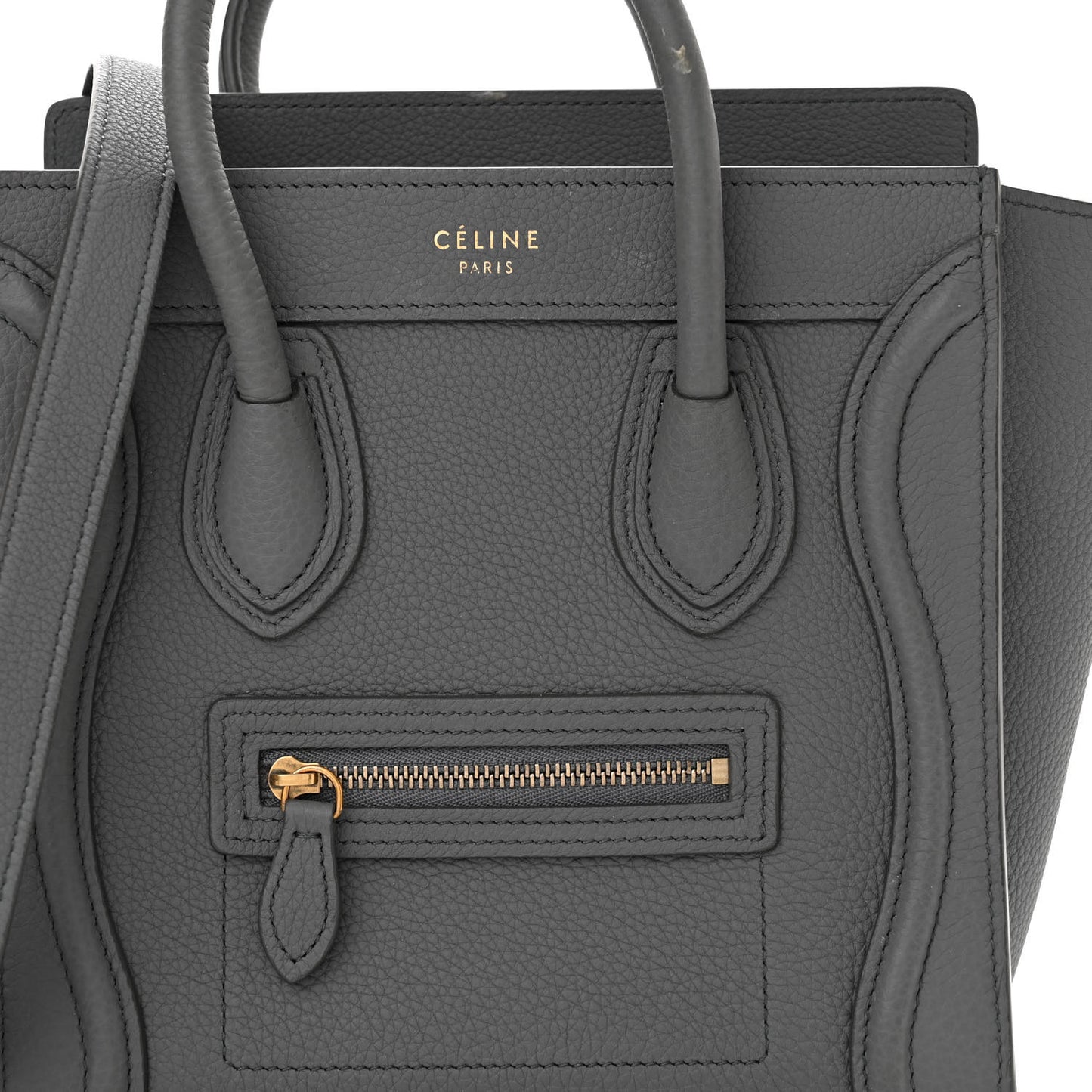 Drummed Calfskin Nano Luggage Kohl
