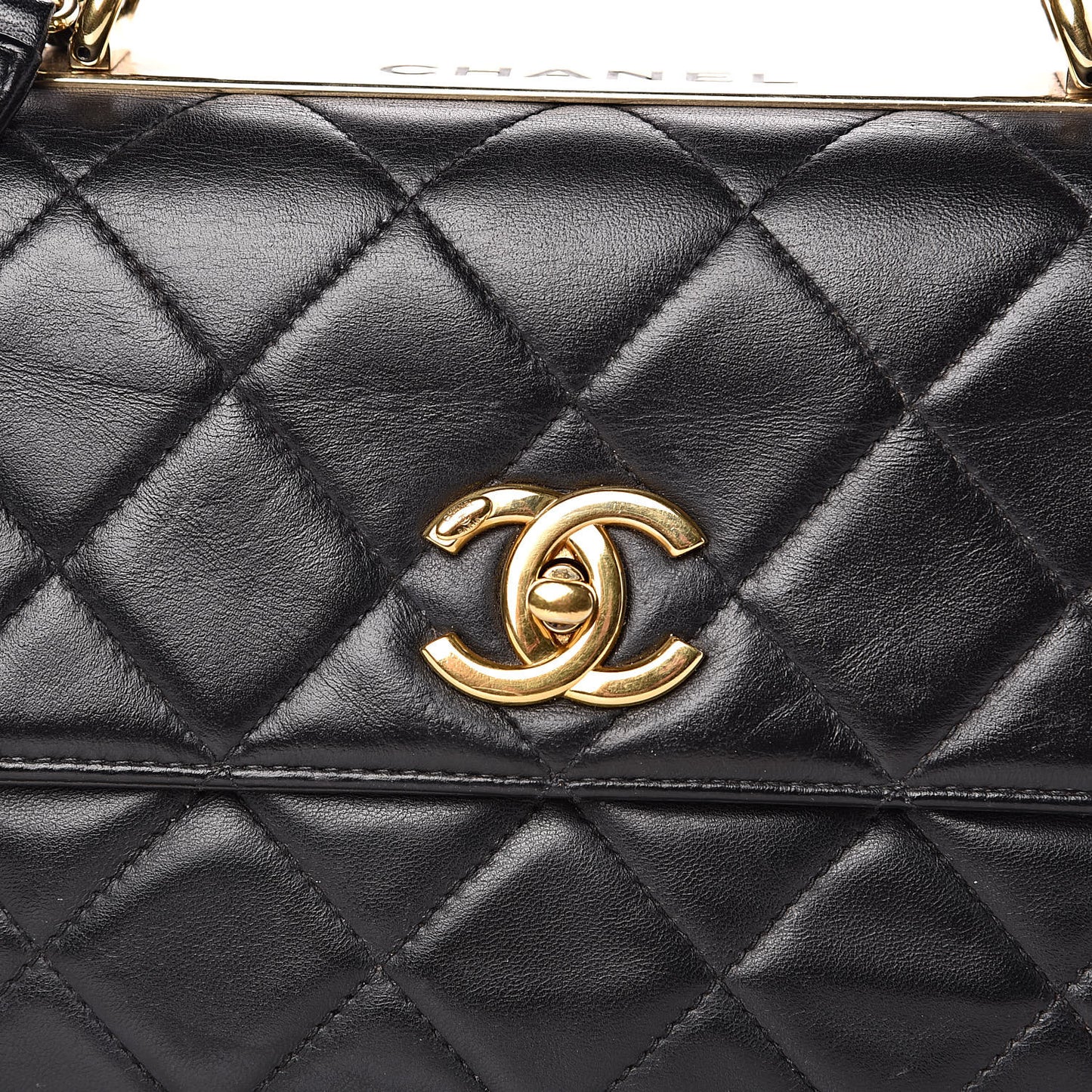 Lambskin Quilted Small Trendy CC Dual Handle Flap Bag Black