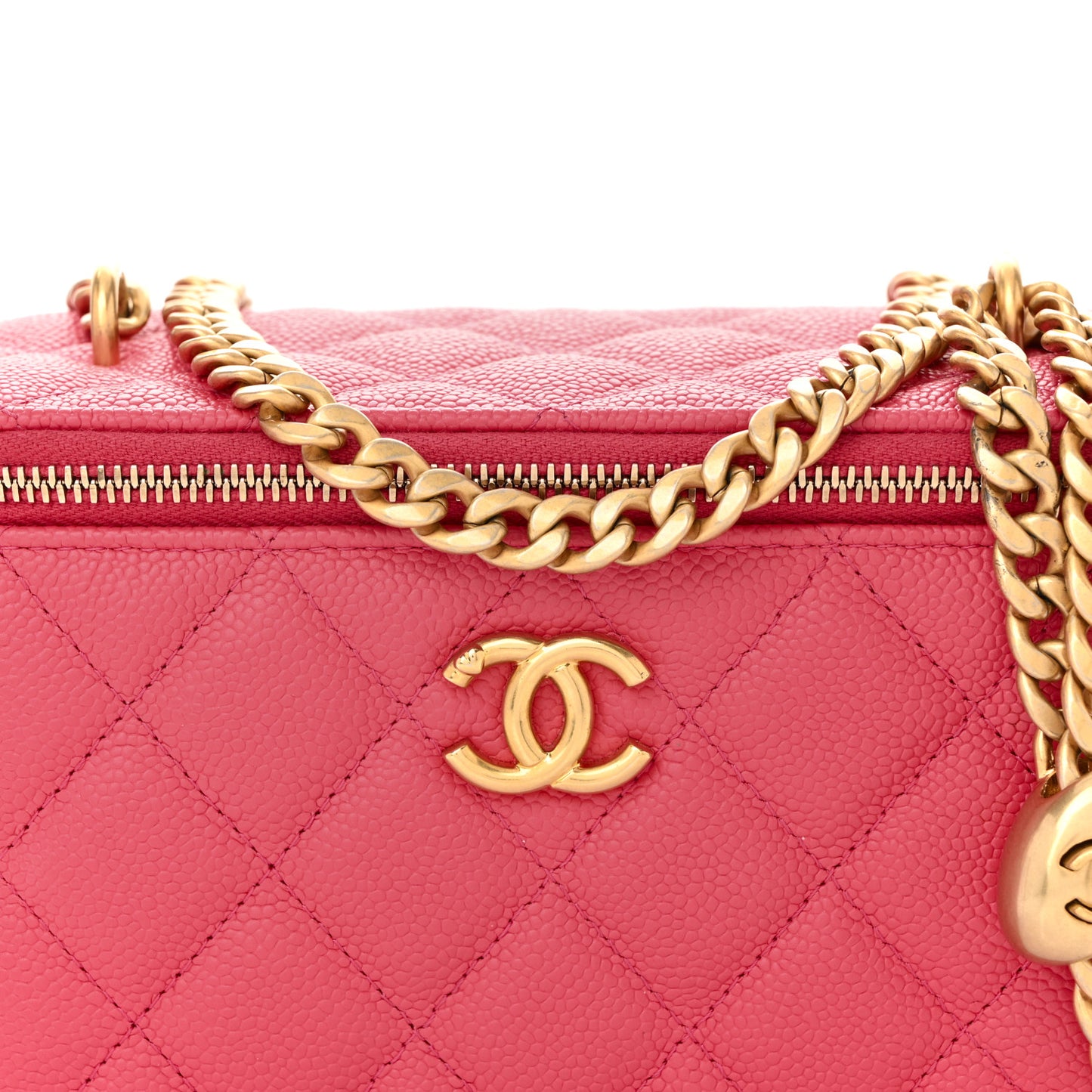 Caviar Quilted Sweetheart Vanity Case Pink