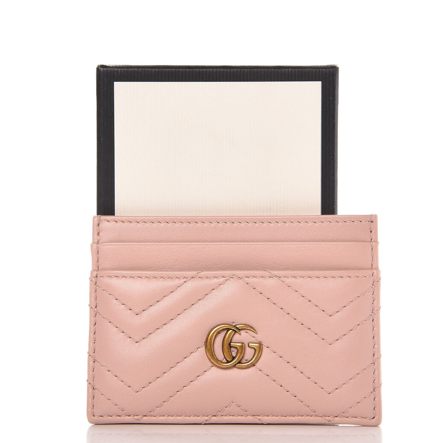 Calfskin Matelasse GG Marmont Card Holder Perfect Pink