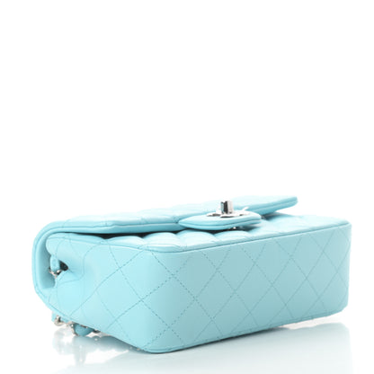 Chanel Lambskin Quilted Mini Rectangular Flap Neon Blue 4 of 12