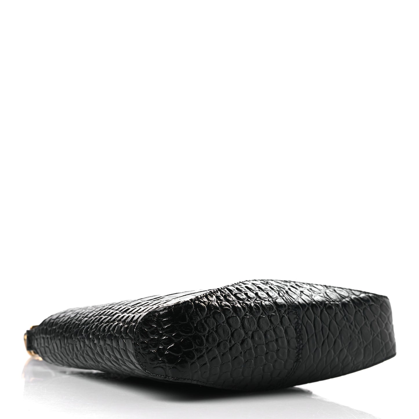 Shiny Super Supple Calfskin Crocodile Embossed Small XX Bag Black