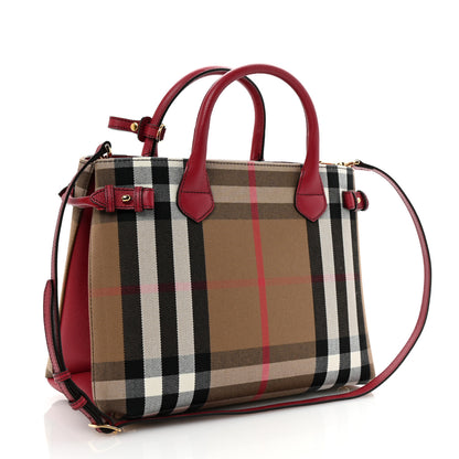 Burberry House Check Grainy Calfskin Medium Banner Tote Russet Red 3 of 9