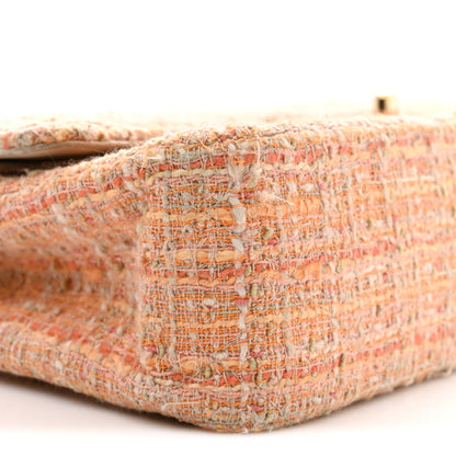 Chanel Tweed Quilted Medium Double Flap Orange Beige Multicolor 9 of 12