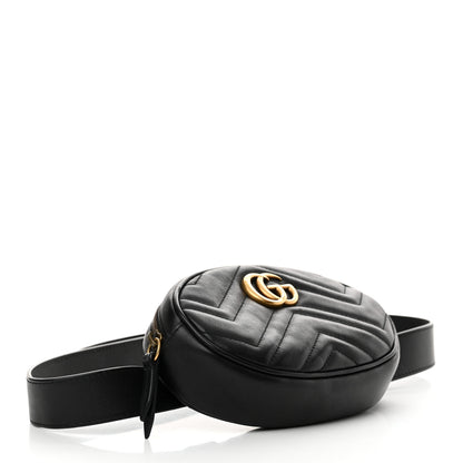 Gucci Calfskin Matelasse GG Marmont Belt Bag 95 38 Black 4 of 11