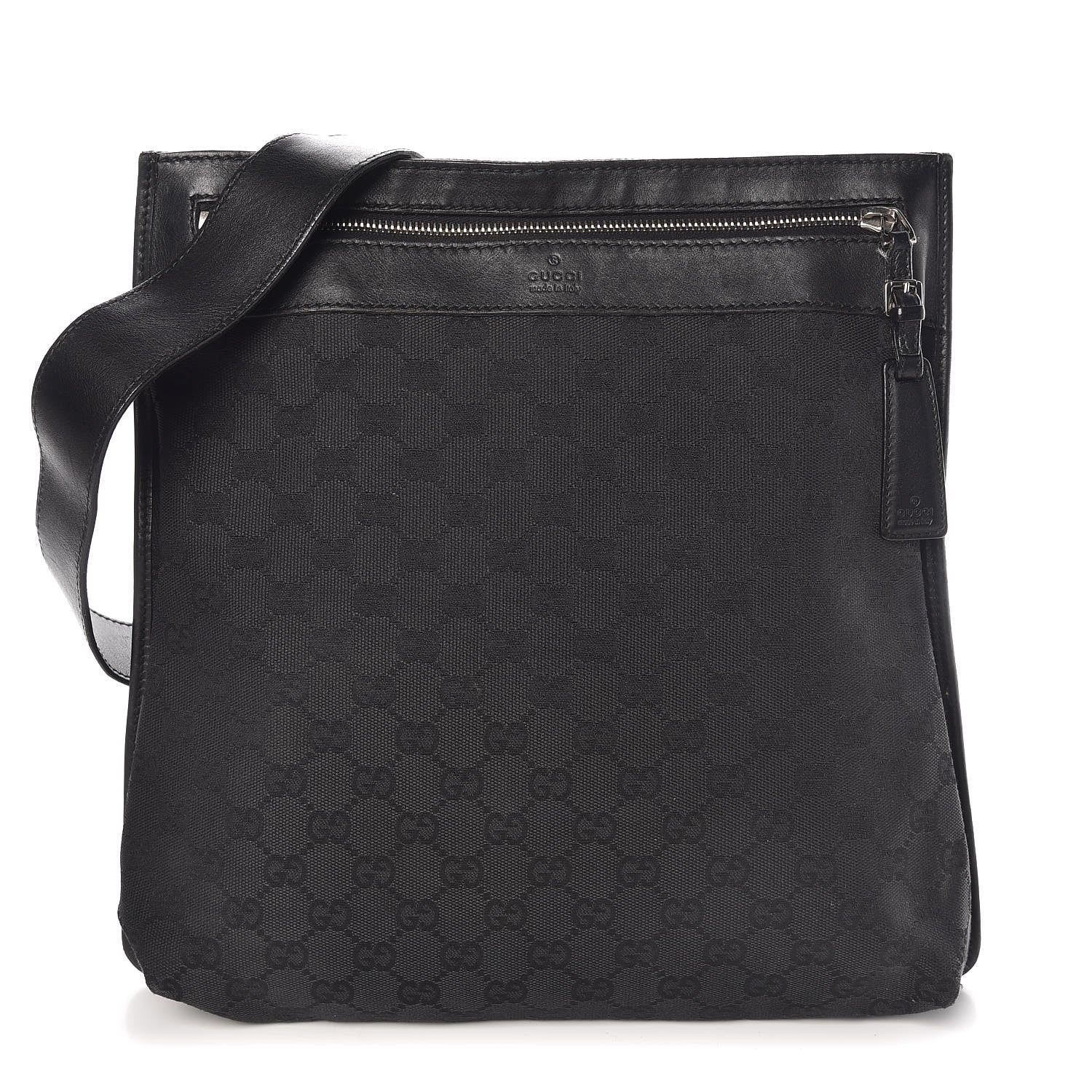 Gucci Monogram Flat Messenger Bag Black 1 of 7