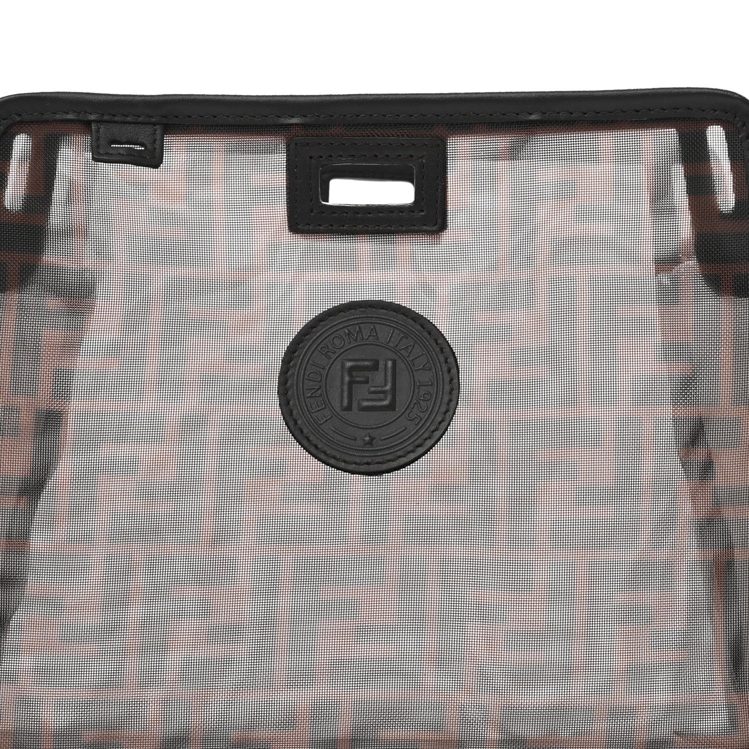 Fendi Mesh Vitello Century FF 1974 Mini Peekaboo Defender Cover Marrone Black Ebano 9 of 12