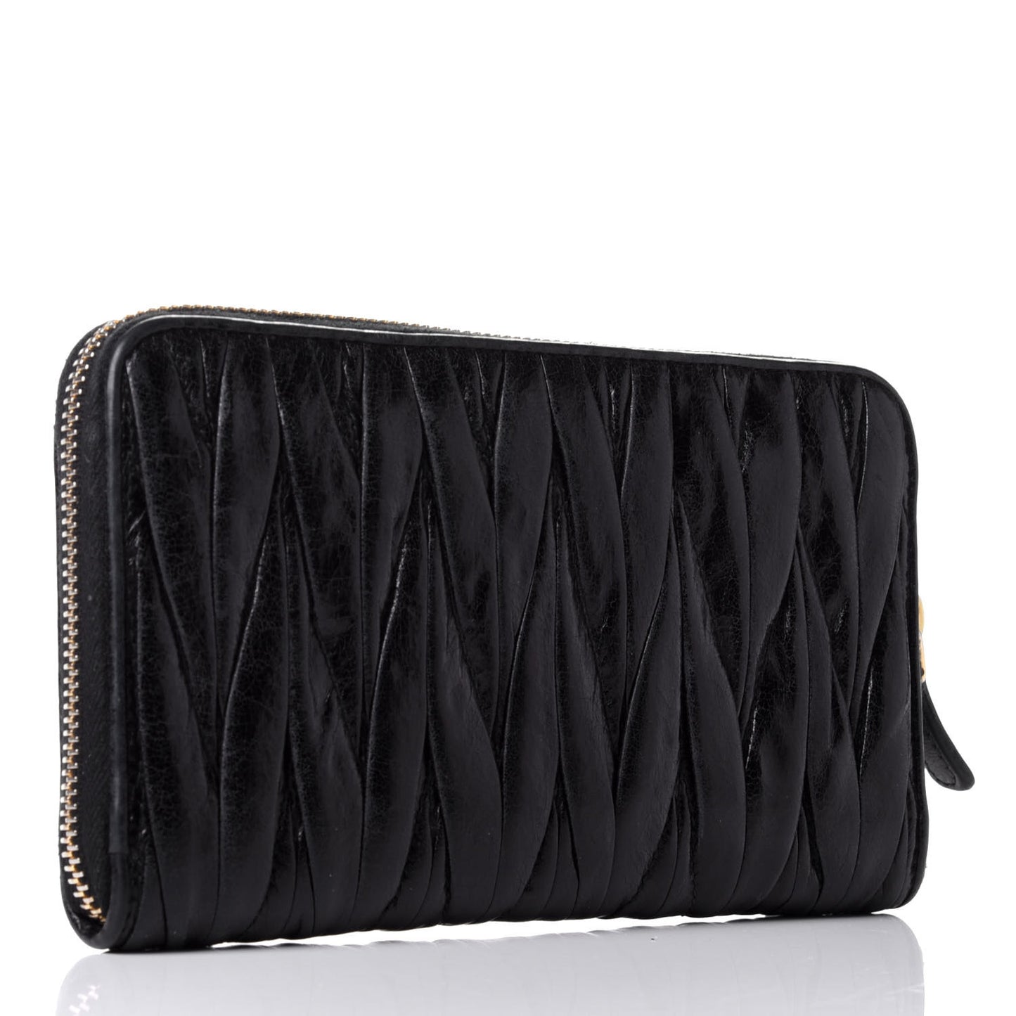 Nappa Matelasse Lux Zip Around Wallet Black