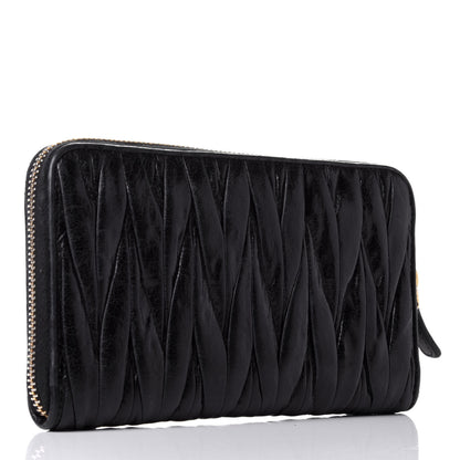 Miu Miu Nappa Matelasse Lux Zip Around Wallet Black 3 of 8