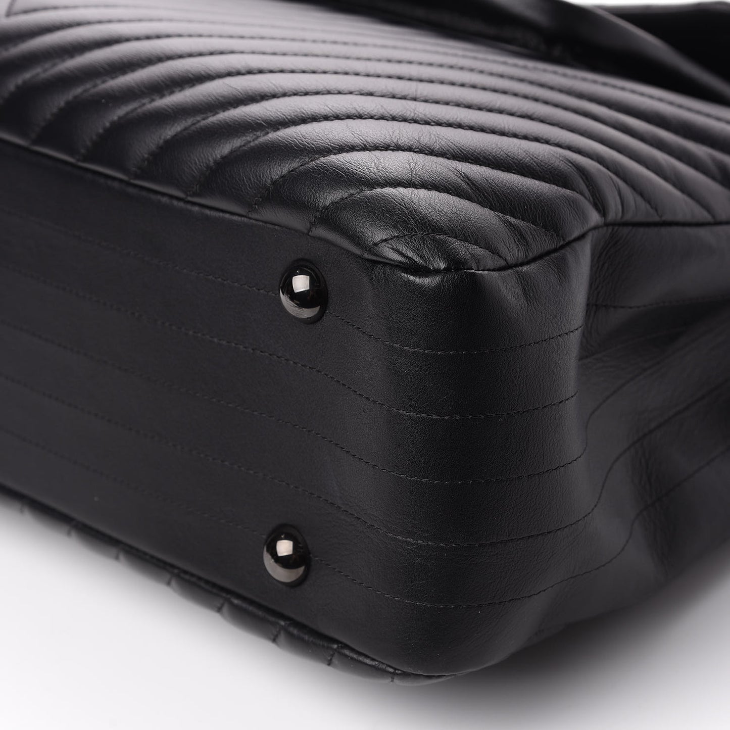 Calfskin Chevron Quilted Flap Tote So Black