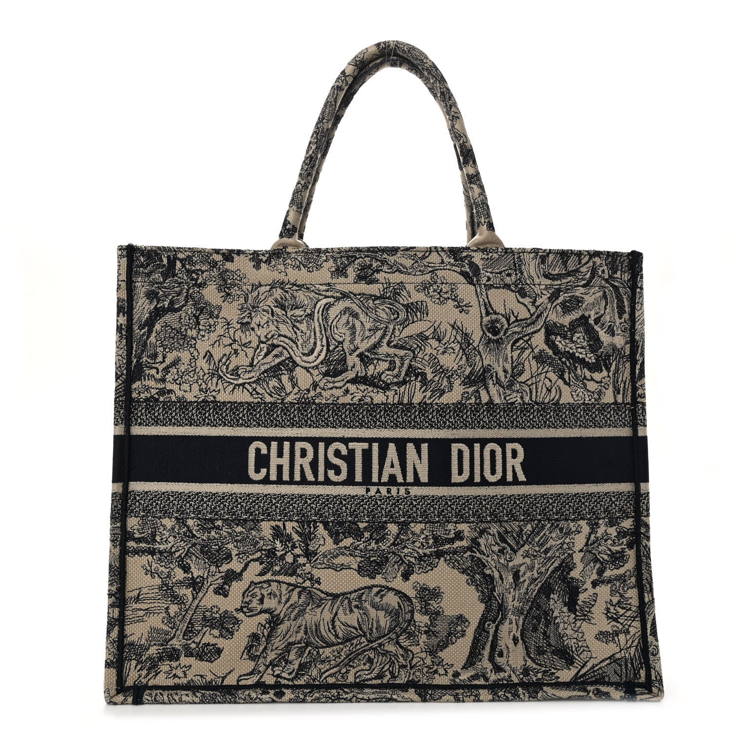 Christian Dior Canvas Embroidered Large Dioriviera Toile De Jouy Book Tote Black 1 of 10