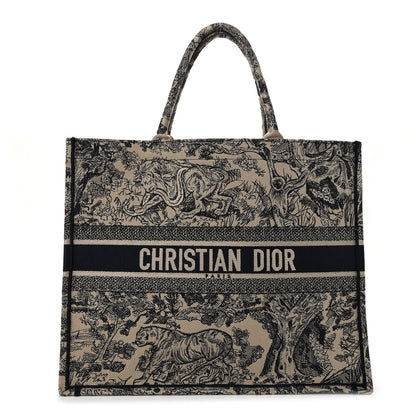 Christian Dior Canvas Embroidered Large Dioriviera Toile De Jouy Book Tote Black 1 of 10