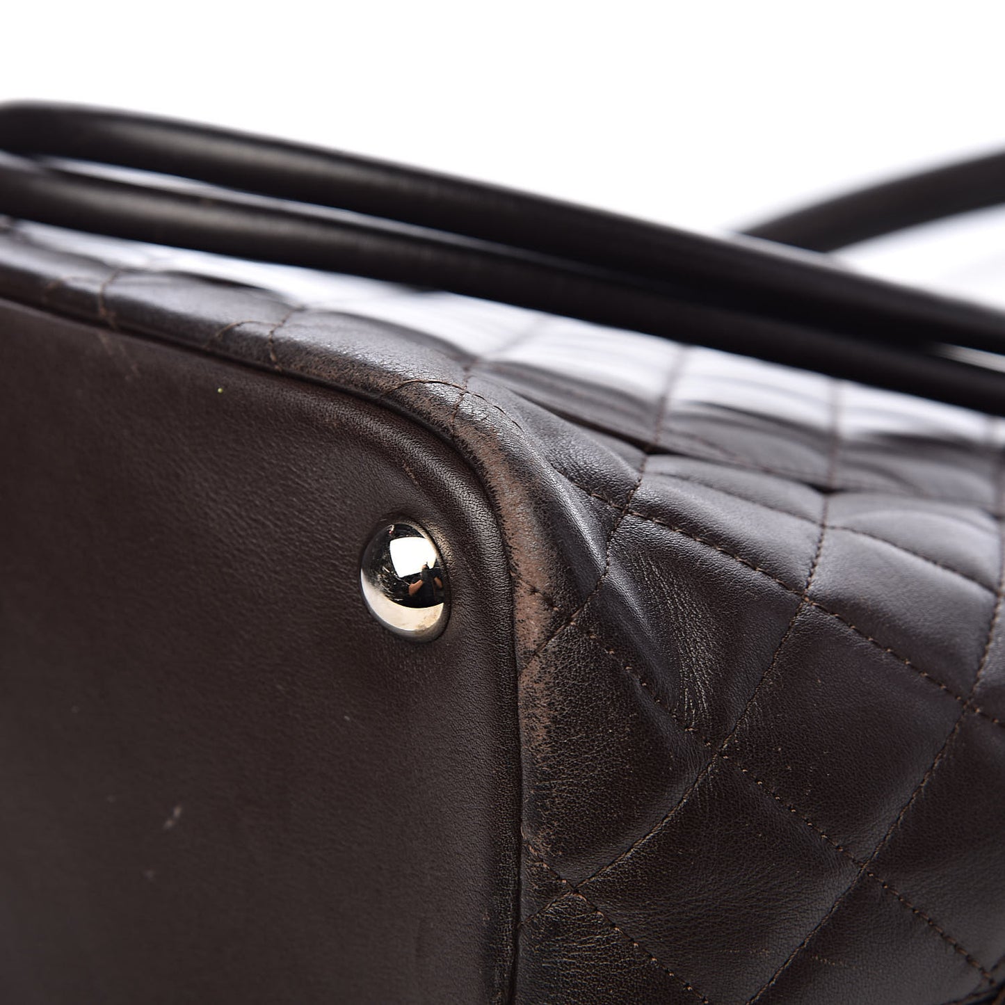 Calfskin Quilted Large Cambon Tote Brown