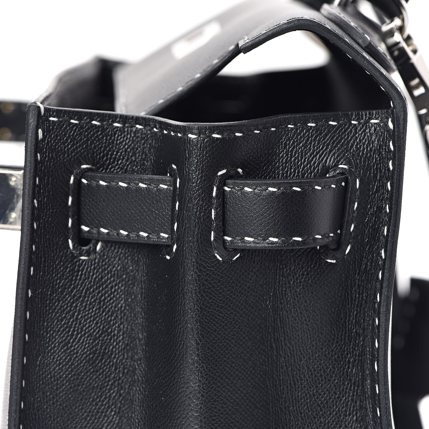 Hermes Grained Monsieur Un Point Sur Deux Kelly Sellier 28 Black 31 of 36