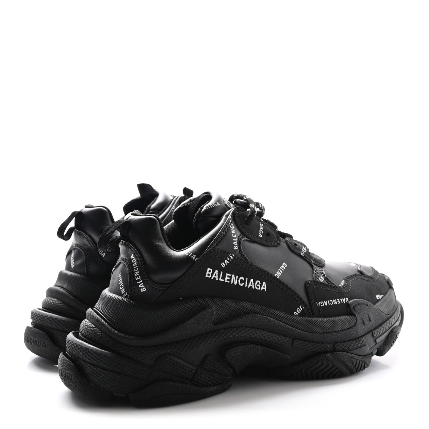 Technical Fabric Allover Logo Womens Triple S Sneakers 37 Black White
