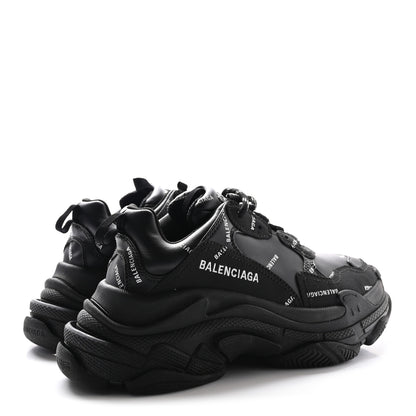 Balenciaga Technical Fabric Allover Logo Womens Triple S Sneakers 37 Black White 5 of 9