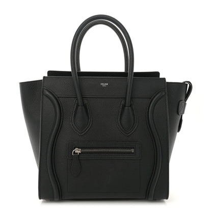Celine Drummed Calfskin Micro Luggage Black 1 of 12