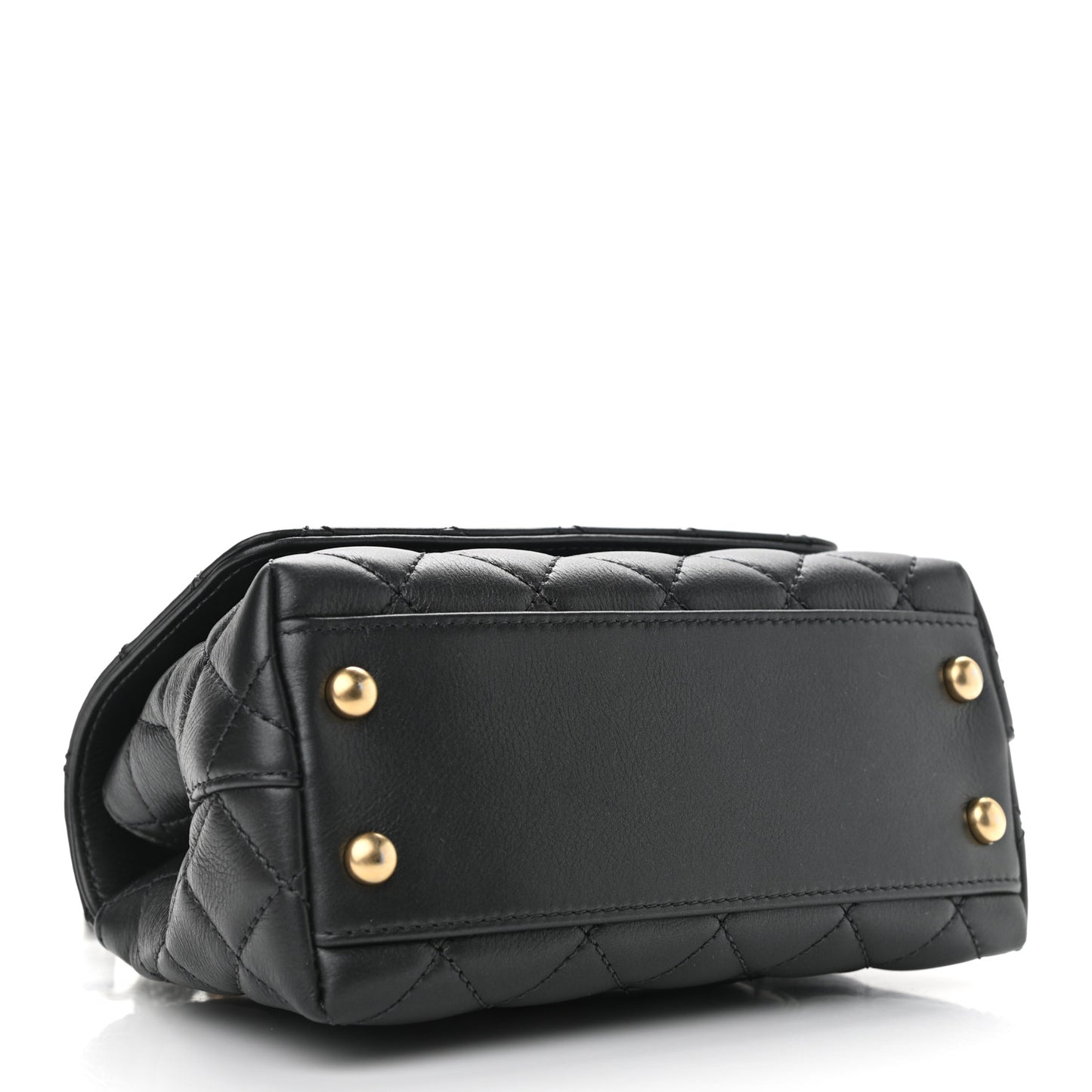 Calfskin Crystal Quilted Extra Mini Coco Handle Flap Black