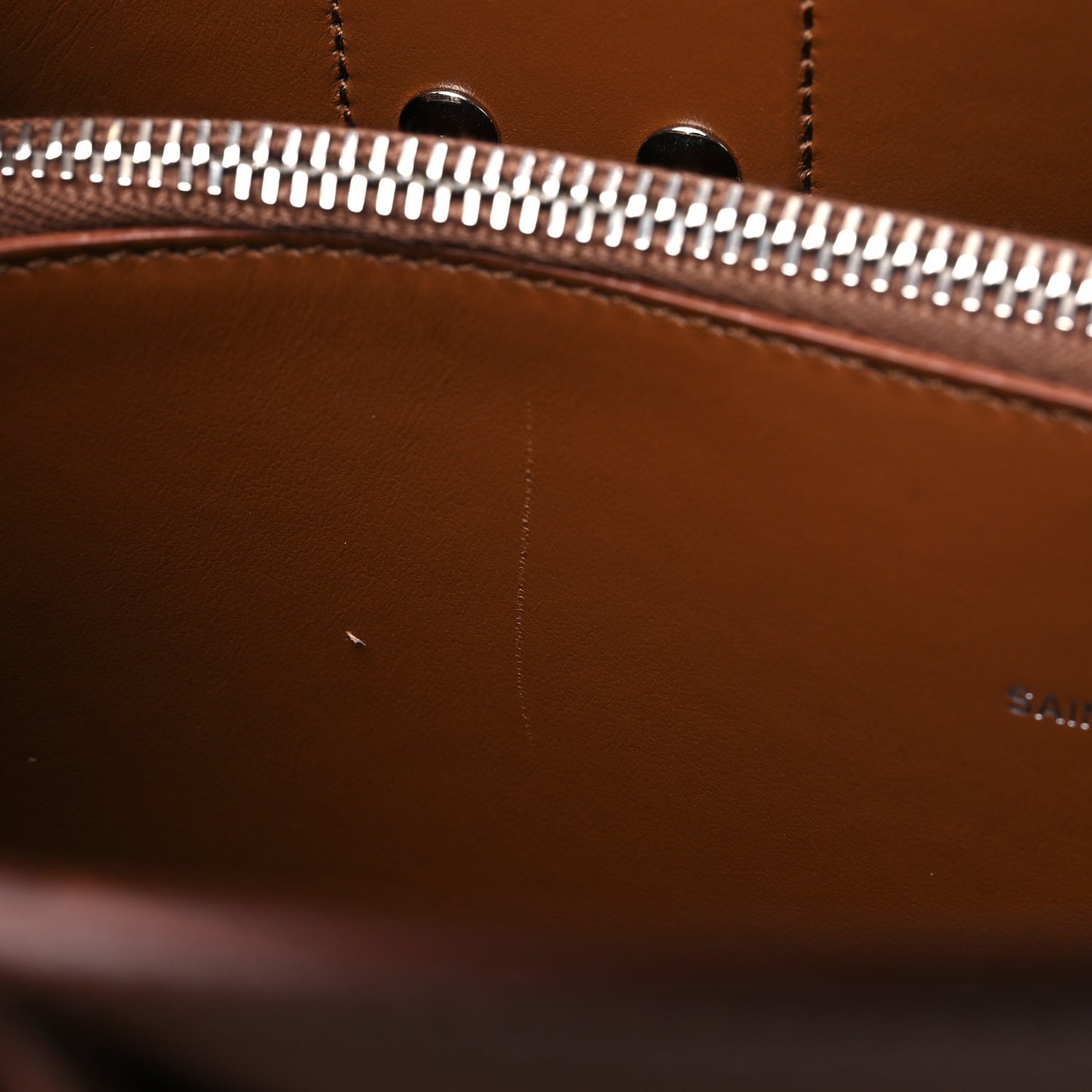 Grained Calfskin Topstitch Small Sac De Jour Cognac
