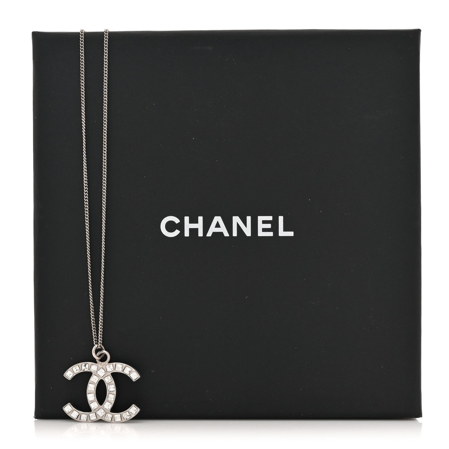 Crystal Baguette CC Necklace Silver
