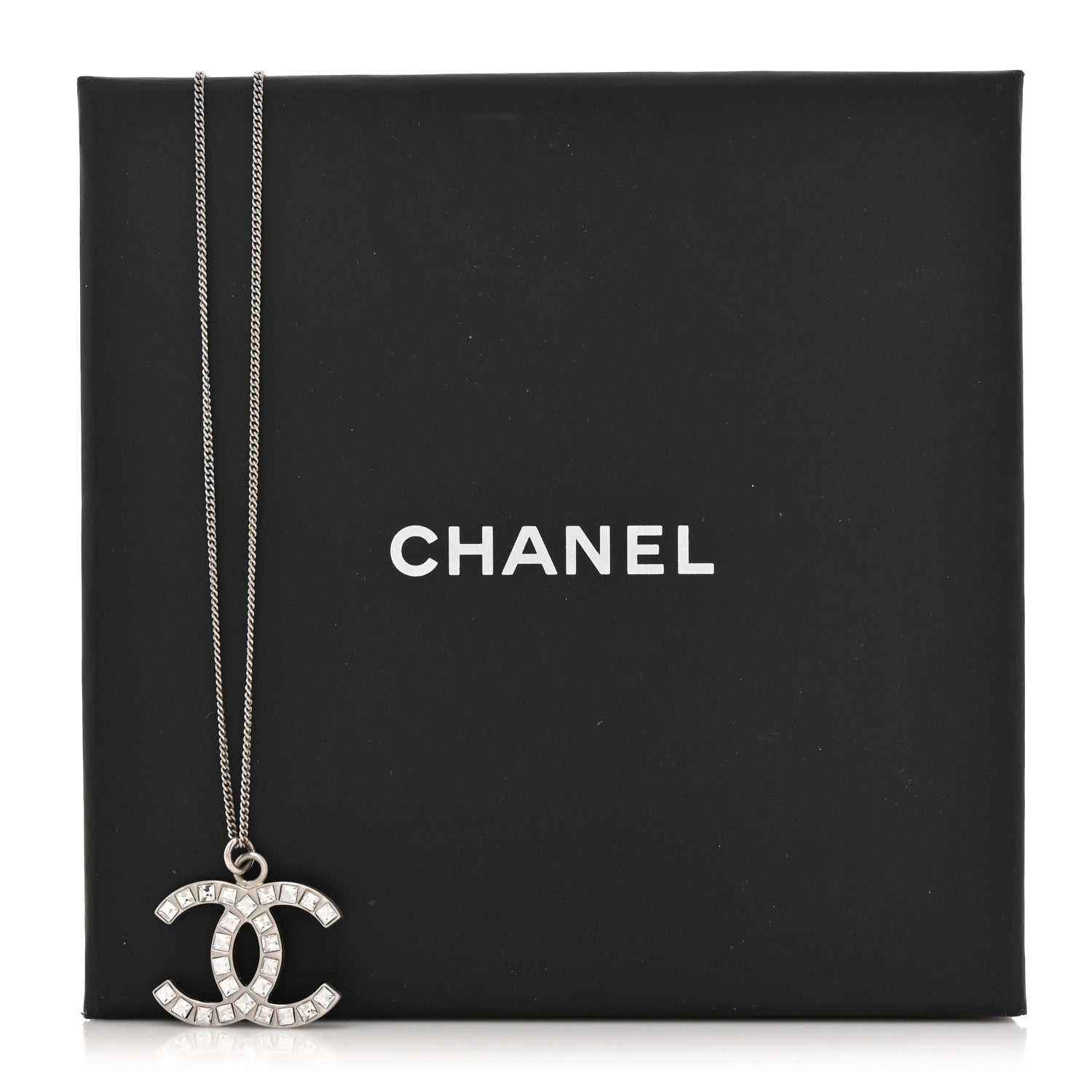 Chanel Crystal Baguette CC Necklace Silver 5 of 5