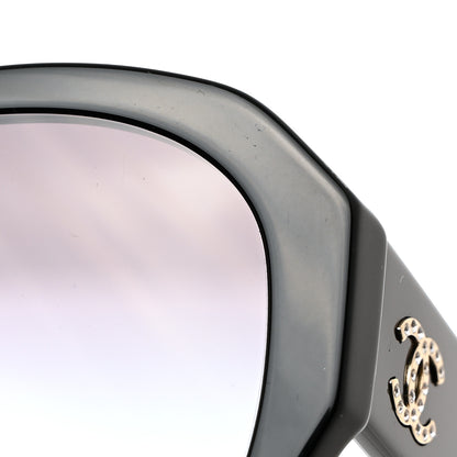 Chanel Acetate Crystal CC Shield Sunglasses 5497-B-A Black 9 of 11