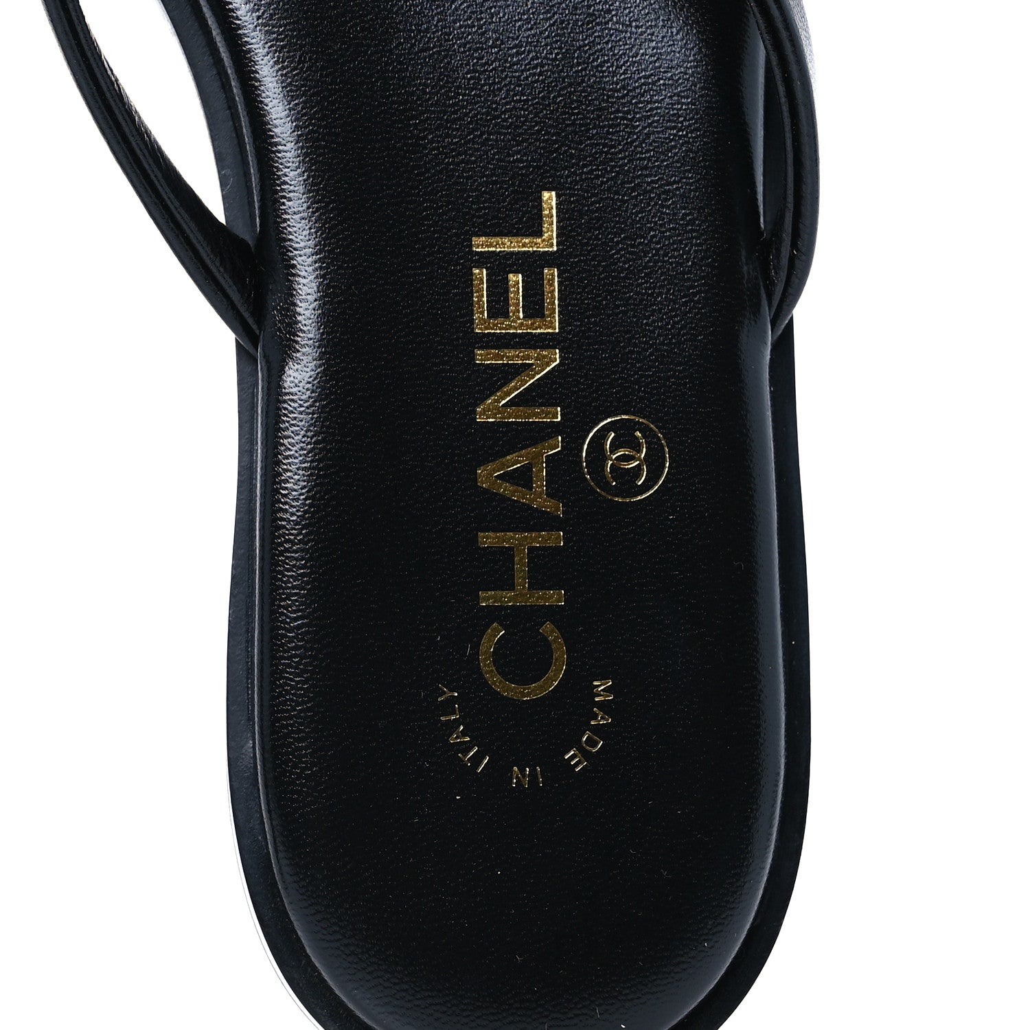 Chanel Goatskin CC Times Square Thong Sandals 37.5 Black 7 of 9