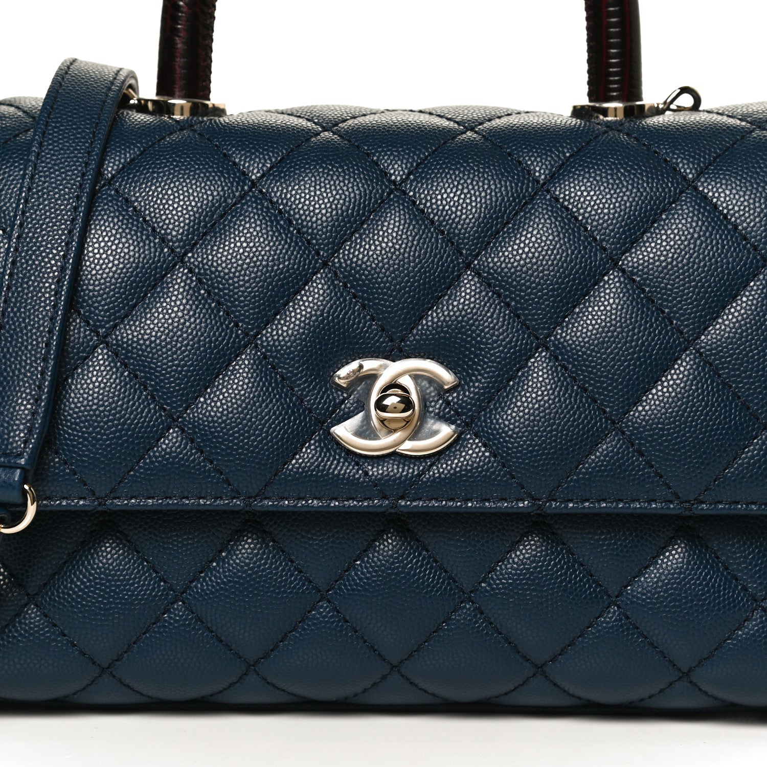 Chanel Caviar Quilted Lizard Embossed Mini Coco Handle Flap Navy Blue 9 of 14