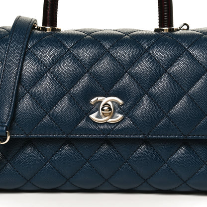 Chanel Caviar Quilted Lizard Embossed Mini Coco Handle Flap Navy Blue 9 of 14