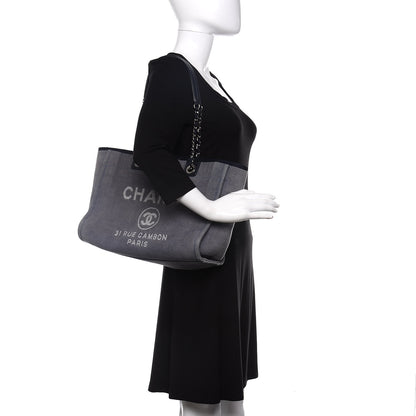 Chanel Canvas Small Deauville Tote Grey 2 of 10