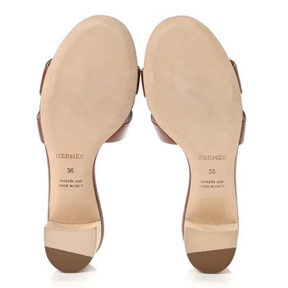 Hermes Calfskin Oasis Sandals 36 Gold 5 of 10