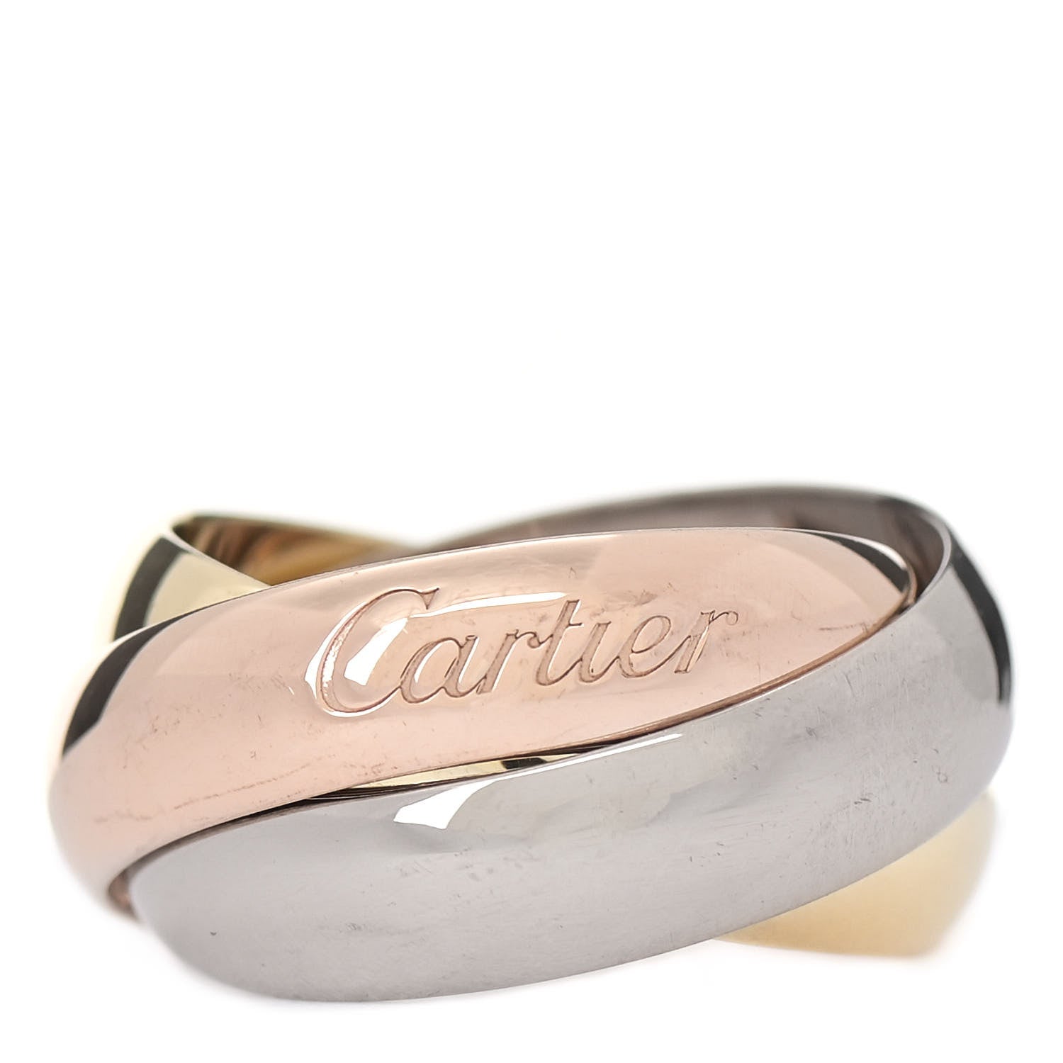 Cartier 18K Pink Yellow White Gold Large Trinity Ring 50 5.25 1 of 6