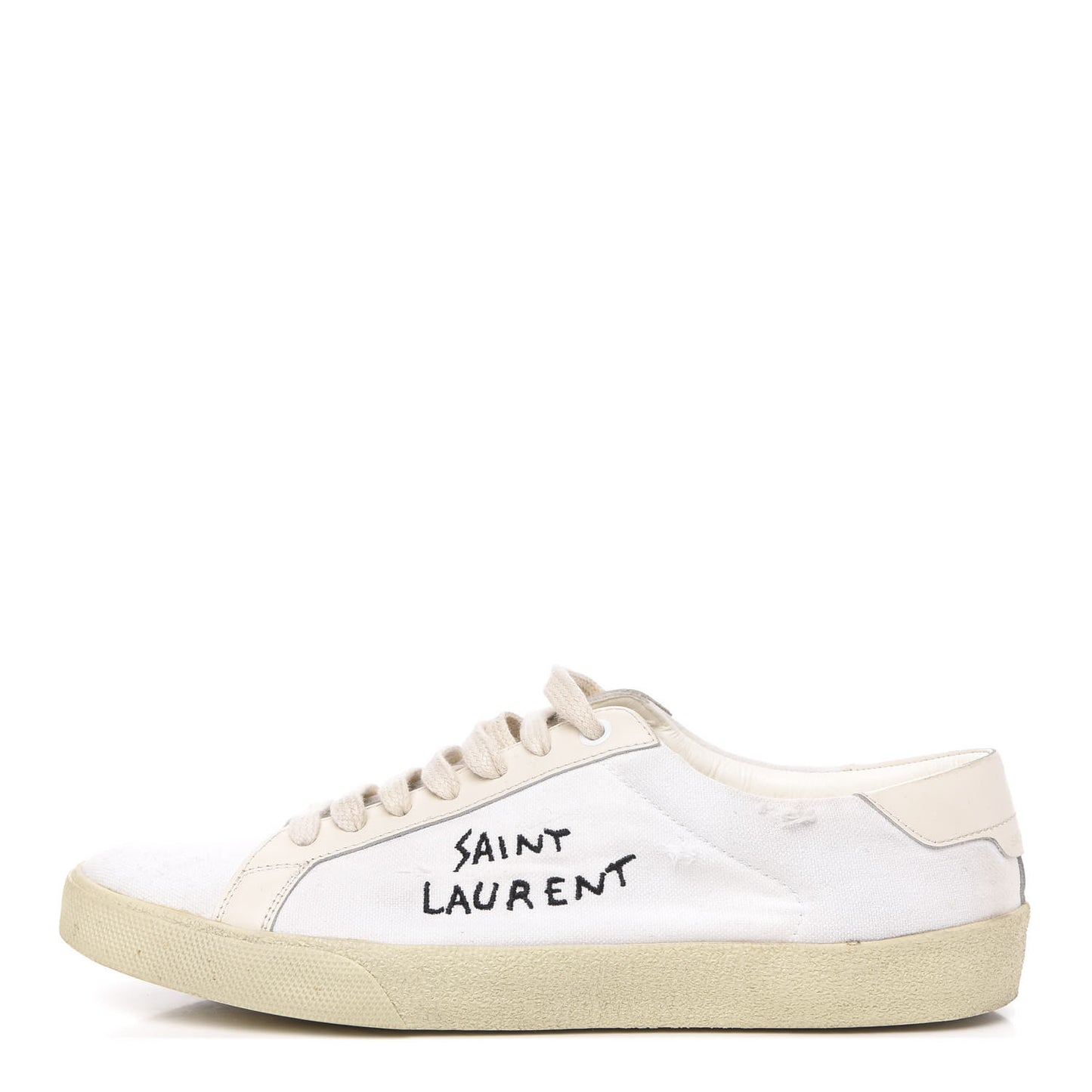 Distressed Canvas Court Classic Sneakers 40 White