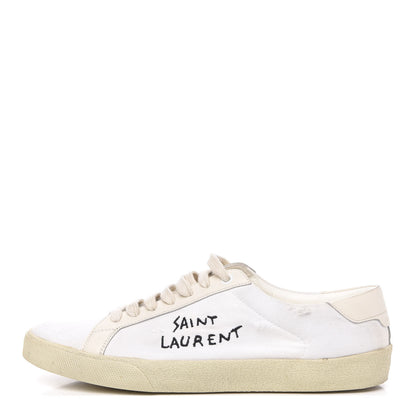 Saint Laurent Distressed Canvas Court Classic Sneakers 40 White 1 of 10