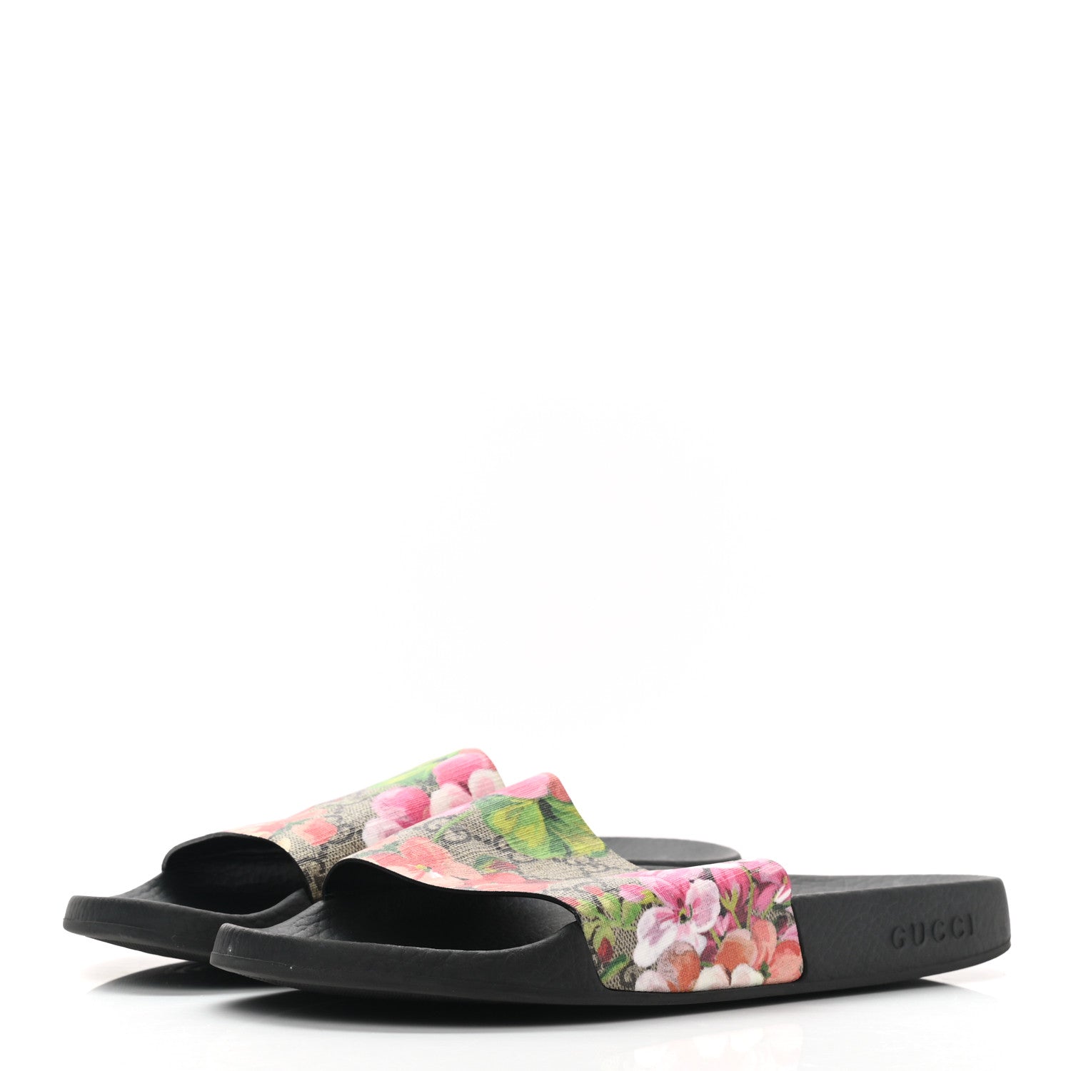 Gucci GG Supreme Monogram Blooms Slide Sandals 40 Beige Multicolor 2 of 7