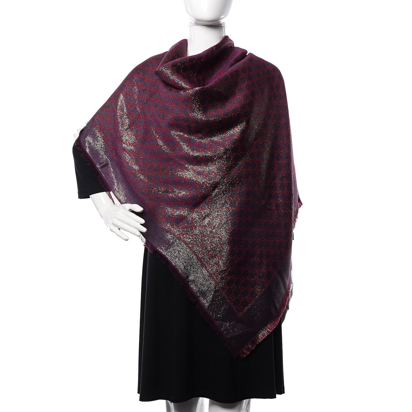 Viscose Cotton Shiny GG Jacquard Shawl Parma Violet Red