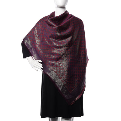Gucci Viscose Cotton Shiny GG Jacquard Shawl Parma Violet Red 2 of 7