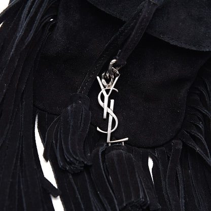 Saint Laurent Suede Fringe Toy Monogram Anita Crossbody Bag Black 9 of 9